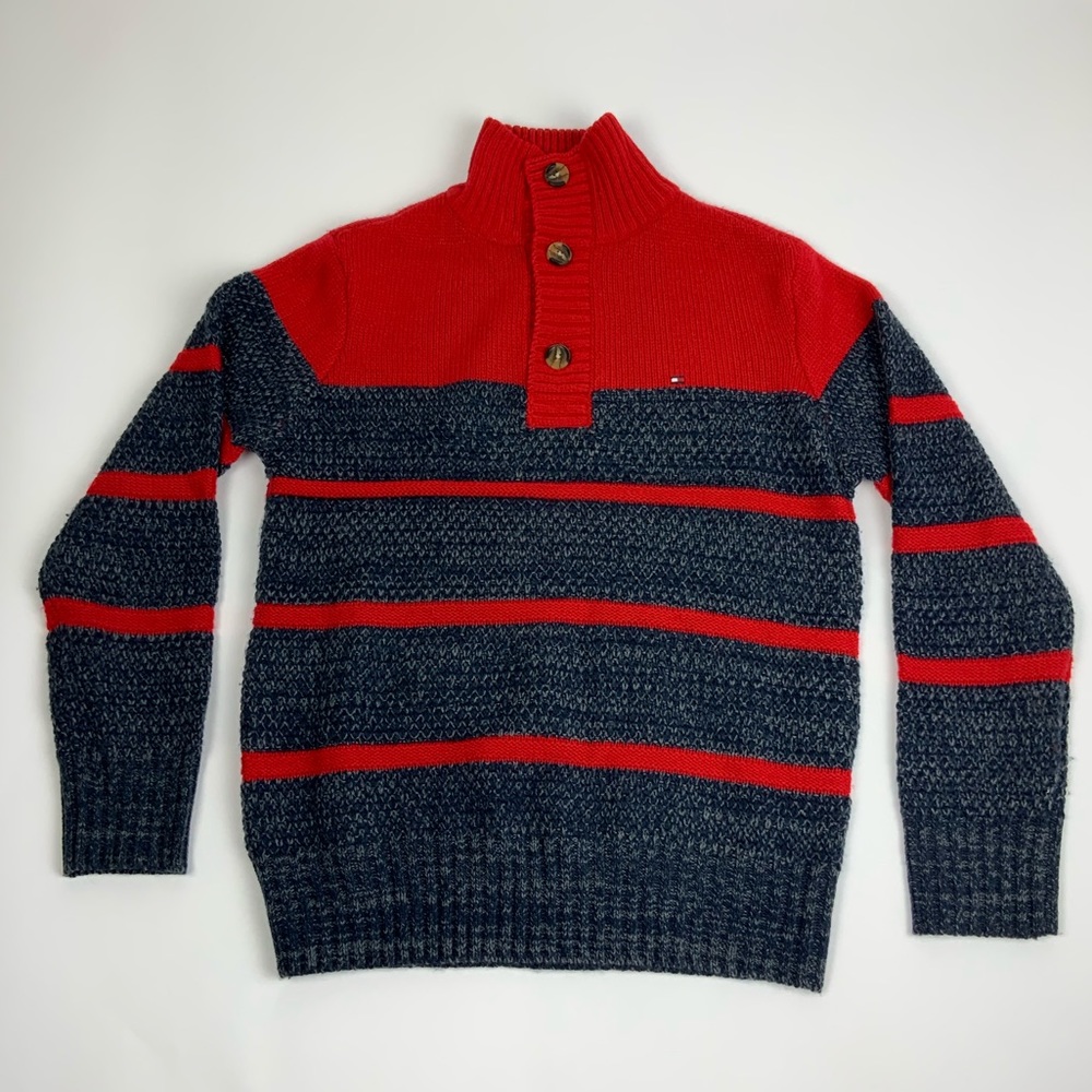 Tommy Hilfiger Navy Blue/Gray/Red Cozy Sweater